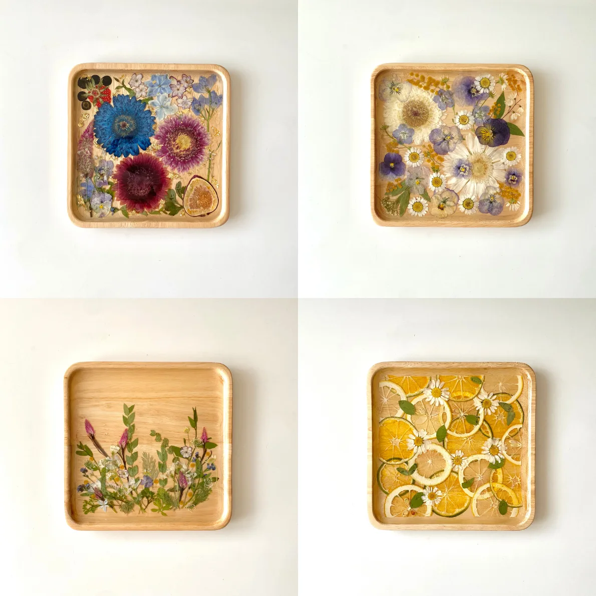 押し花のウッドレジンプレート